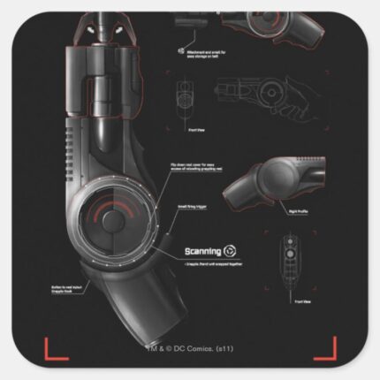 Grappling Gun Diagram Square Sticker