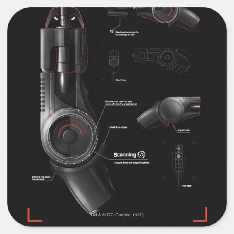 Grappling Gun Diagram Square Sticker Grappling Gun Diagram Square Sticker