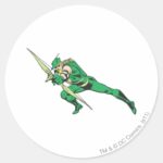 Green Arrow Crouches Classic Round Sticker