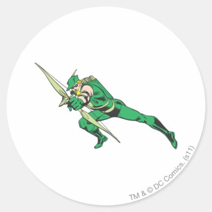 Green Arrow Crouches Classic Round Sticker
