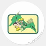 Green Arrow Head Shot Classic Round Sticker