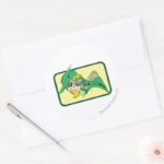 Green Arrow Head Shot Classic Round Sticker