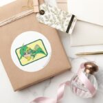 Green Arrow Head Shot Classic Round Sticker