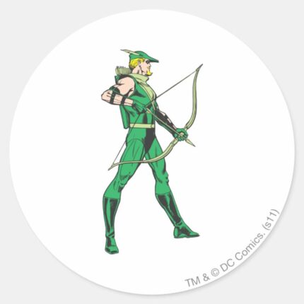 Green Arrow Profile Classic Round Sticker