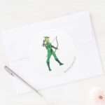 Green Arrow Profile Classic Round Sticker