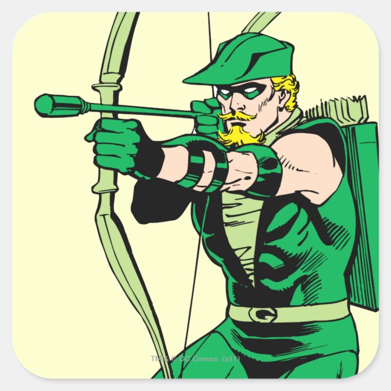 Green Arrow Shooting Arrow Square Sticker Green Arrow Shooting Arrow Square Sticker