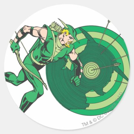 Green Arrow With Target 2 Classic Round Sticker