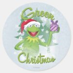 Green Christmas Classic Round Sticker