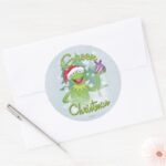 Green Christmas Classic Round Sticker