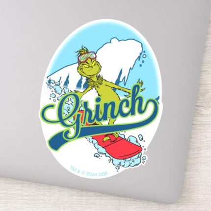 Grinch Snowboarding Sticker
