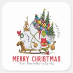 Grinch Max Runaway Sleigh Square Sticker