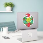 Grinch Christmas Holiday Wreath Sticker