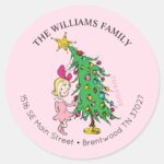 Grinch Cindy Lou Who Christmas Address Classic Round Sticker