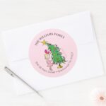 Grinch Cindy Lou Who Christmas Address Classic Round Sticker