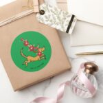 Grinch Max Christmas Pointsettia Classic Round Sticker