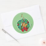 Grinch Max Christmas Wreath Classic Round Sticker