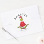 Grinch Namaste Santa Claus Classic Round Sticker