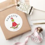 Grinch Namaste Santa Claus Classic Round Sticker