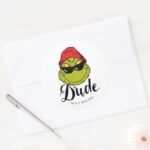 Grinch The Dude Classic Round Sticker