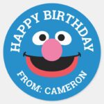 Grover Face Art Happy Birthday Gift Tag