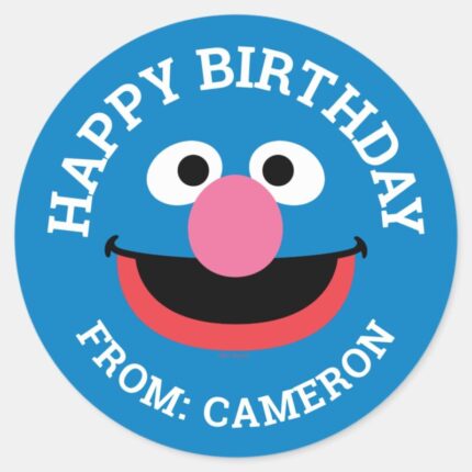 Grover Face Art Happy Birthday Gift Tag