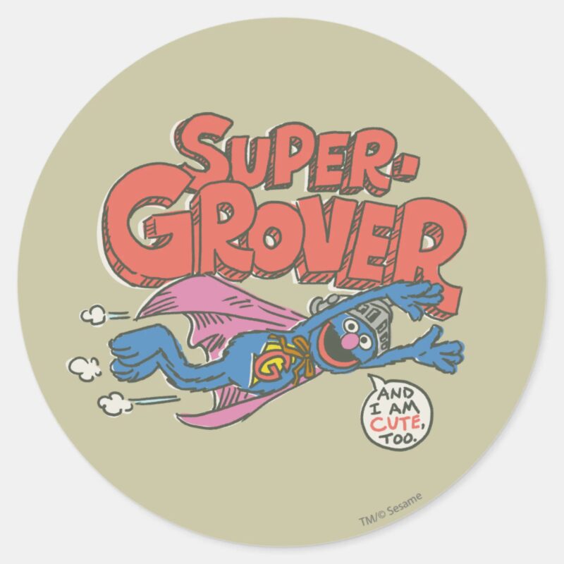 Grover Vintage Kids 1 Classic Round Sticker