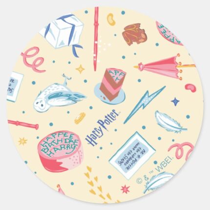 HARRY POTTER™ Birthday Celebration Pattern Classic Round Sticker