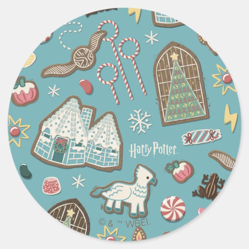 HARRY POTTER™ HOGWARTS™ Christmas Cookie Pattern Classic Round Sticker HARRY POTTER™ HOGWARTS™ Christmas Cookie Pattern Classic Round Sticker