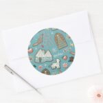 HARRY POTTER™ HOGWARTS™ Christmas Cookie Pattern Classic Round Sticker