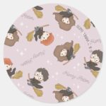 HARRY POTTER™ Hermione Ron Flying Pattern Classic Round Sticker