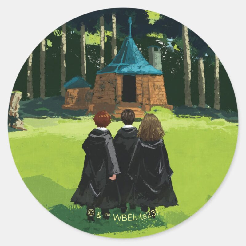 HARRY POTTER™ Ron Hermione At Hagrids Hut Classic Round Sticker