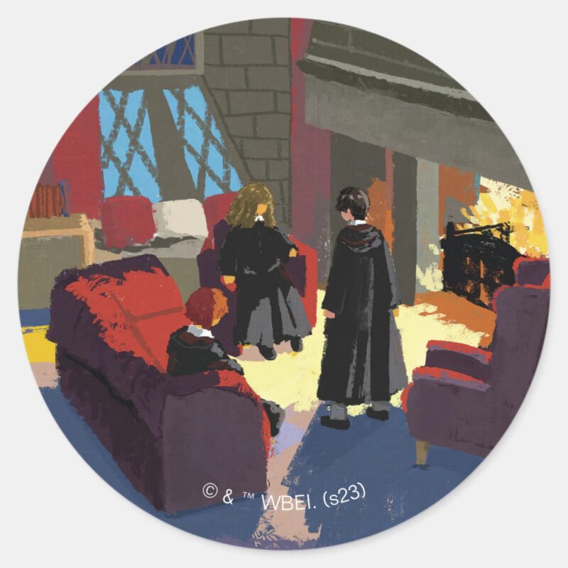HARRY POTTER™ Ron Hermione In Common Room Classic Round Sticker HARRY POTTER™ Ron Hermione In Common Room Classic Round Sticker