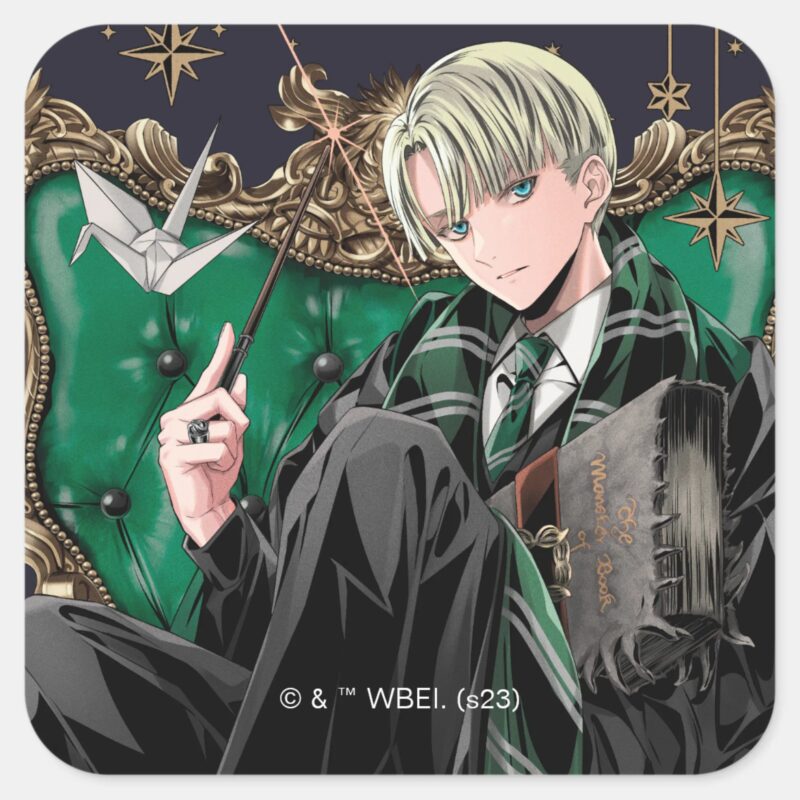 HARRY POTTER™ Anime Draco Malfoy Seated Square Sticker HARRY POTTER™ Anime Draco Malfoy Seated Square Sticker