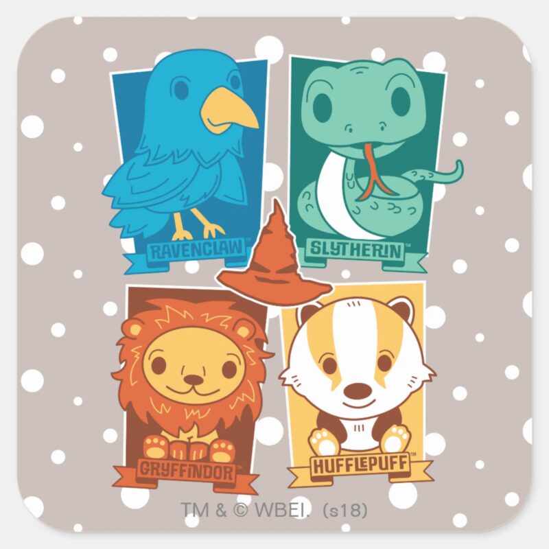 HARRY POTTER™ CARTOON HOGWARTS™ HOUSES SQUARE STICKER HARRY POTTER™ CARTOON HOGWARTS™ HOUSES SQUARE STICKER