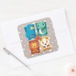 HARRY POTTER™ CARTOON HOGWARTS™ HOUSES SQUARE STICKER