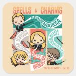 HARRY POTTER™ CARTOON SPELLS CHARMS SQUARE STICKER