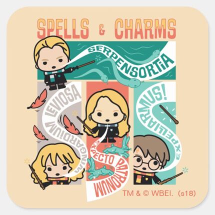 HARRY POTTER™ CARTOON SPELLS CHARMS SQUARE STICKER