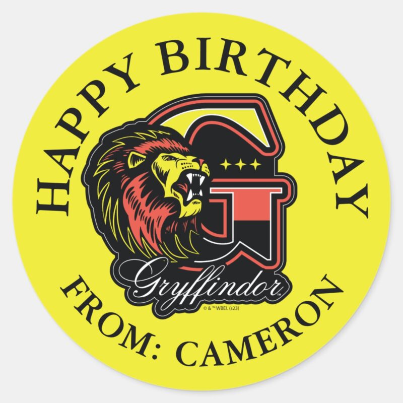 HARRY POTTER™ GRYFFINDOR™ Happy Birthday Classic Round Sticker HARRY POTTER™ GRYFFINDOR™ Happy Birthday Classic Round Sticker