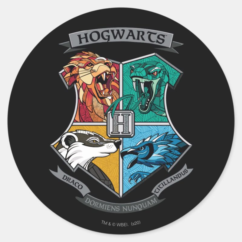 HOGWARTS™ Crosshatched Emblem Classic Round Sticker HOGWARTS™ Crosshatched Emblem Classic Round Sticker