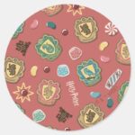 HOGWARTS™ Houses Holiday Cookie Pattern Classic Round Sticker
