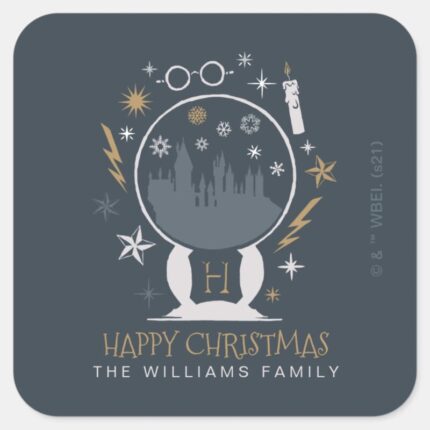 HOGWARTS™ Snow Globe Happy Christmas Square Sticker