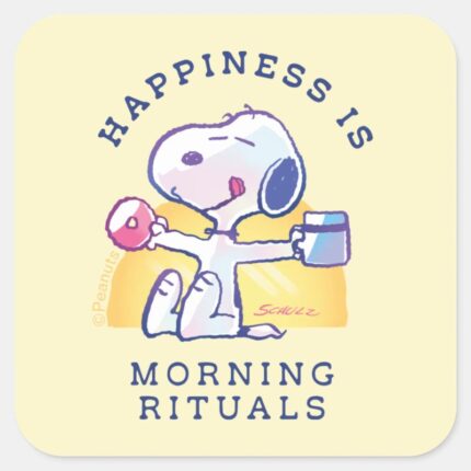 Happiness Is Morning Rituals Square Sticker