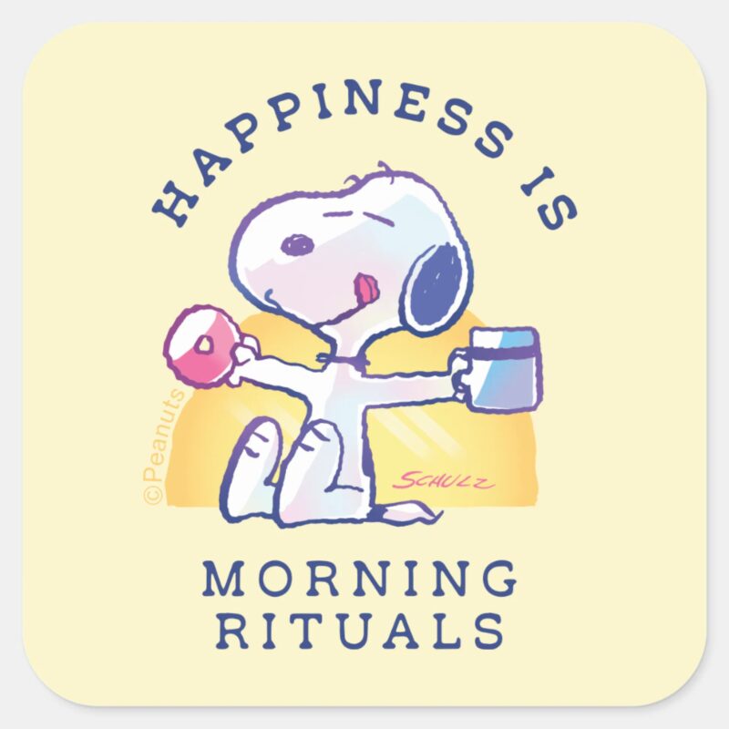 Happiness Is Morning Rituals Square Sticker Happiness Is Morning Rituals Square Sticker