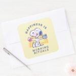 Happiness Is Morning Rituals Square Sticker