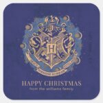 Happy Christmas HOGWARTS™ Crest Personalized Square Sticker