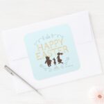 Happy Easter From Winnie The Pooh And Friends Square Sticker