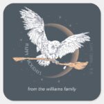 Happy Holidays Hedwig Delivery Personalized Square Sticker