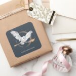 Happy Holidays Hedwig Delivery Personalized Square Sticker