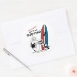 Harley Quinn Lets Go Surfing Classic Round Sticker