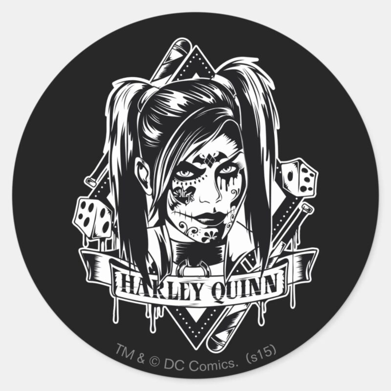 Harley Quinn Badge Classic Round Sticker Harley Quinn Badge Classic Round Sticker